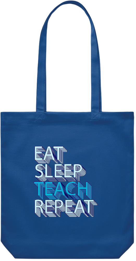 Eat Sleep Teach Repeat Design - Premium Canvas colored cotton shopping bag_ROYAL BLUE_front