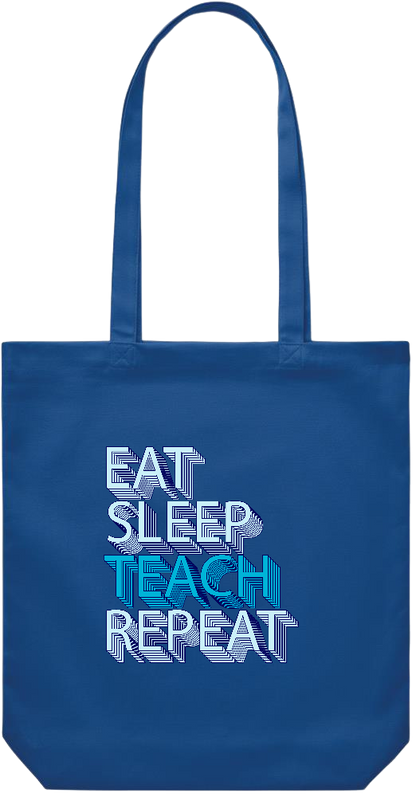 Eat Sleep Teach Repeat Design - Premium Canvas colored cotton shopping bag_ROYAL BLUE_front