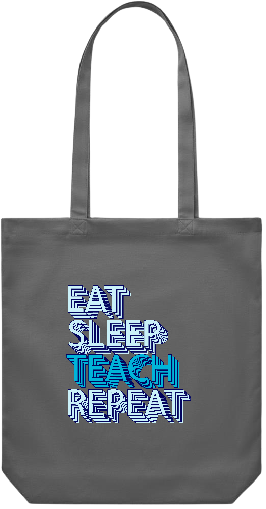 Eat Sleep Teach Repeat Design - Premium Canvas colored cotton shopping bag_STONE GREY_front