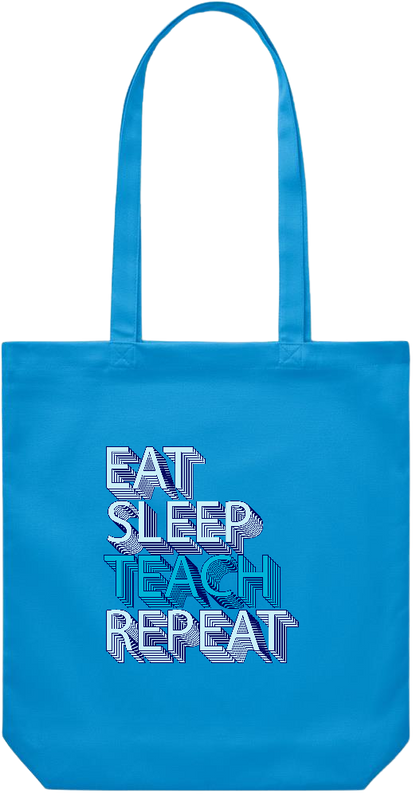 Eat Sleep Teach Repeat Design - Premium Canvas colored cotton shopping bag_TURQUOISE_front