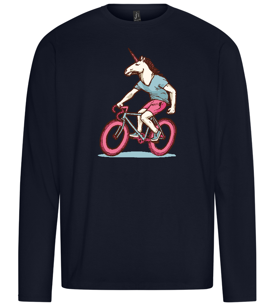 Cycling Unicorn Design - Premium men's long sleeve t-shirt_FRENCH NAVY_front