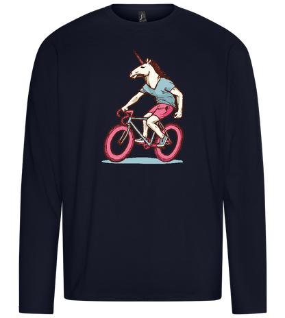 Cycling Unicorn Design - Premium men's long sleeve t-shirt_FRENCH NAVY_front