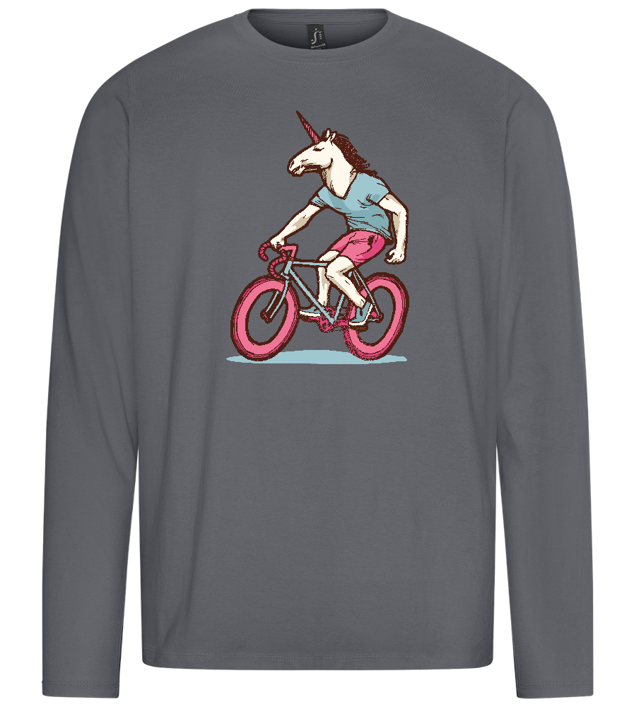 Cycling Unicorn Design - Premium men's long sleeve t-shirt_MOUSE GREY_front