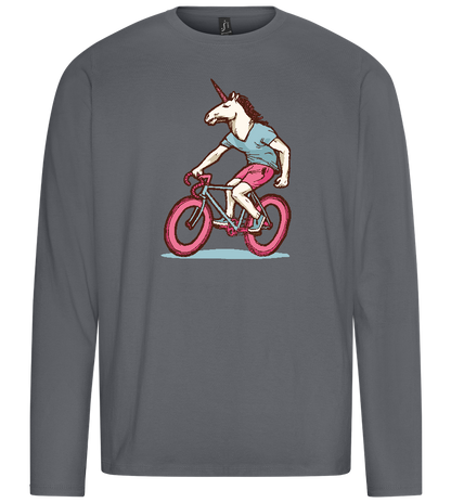 Cycling Unicorn Design - Premium men's long sleeve t-shirt_MOUSE GREY_front