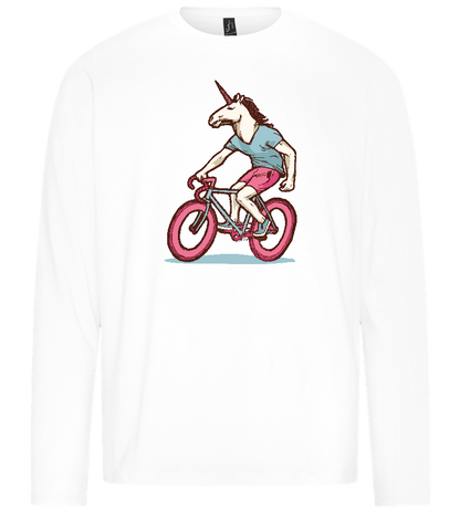 Cycling Unicorn Design - Premium men's long sleeve t-shirt_WHITE_front