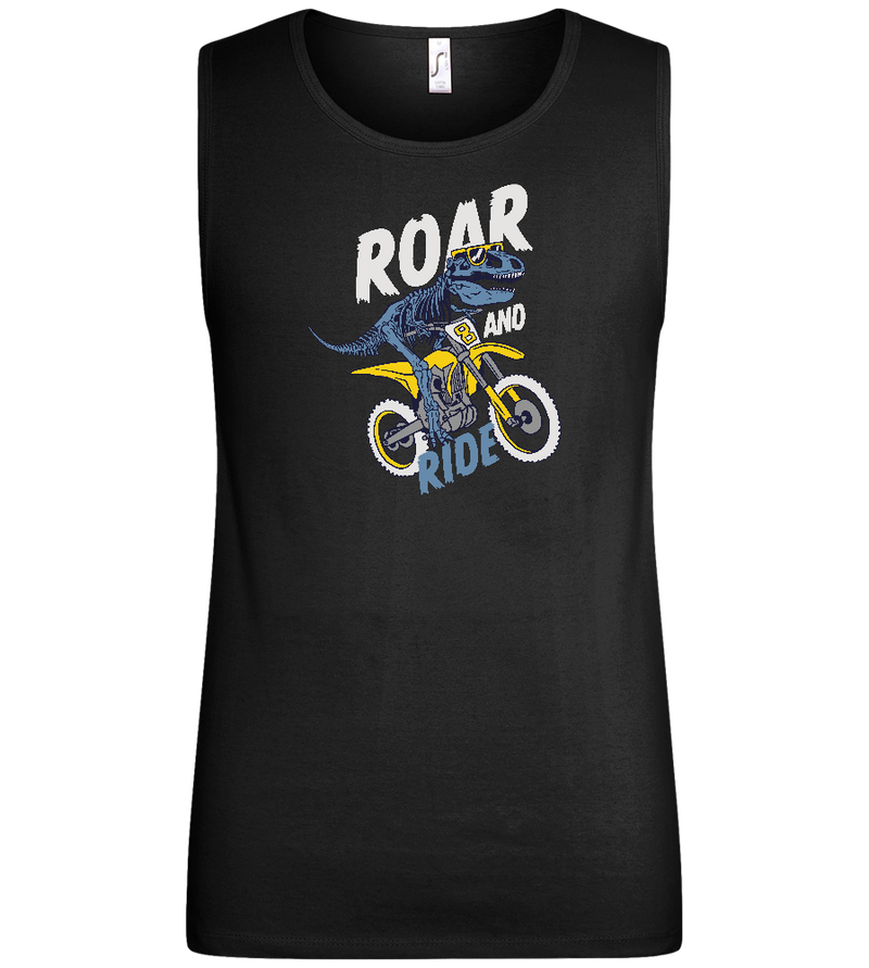 Dino Biker Design - Basic men's tank top_DEEP BLACK_front