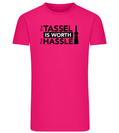 Worth The Hassle Design - Comfort men's fitted t-shirt_FUCHSIA_front