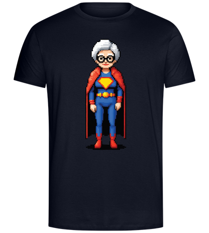 Pixelated Super Grandma Design - Comfort Unisex T-Shirt_FRENCH NAVY_front