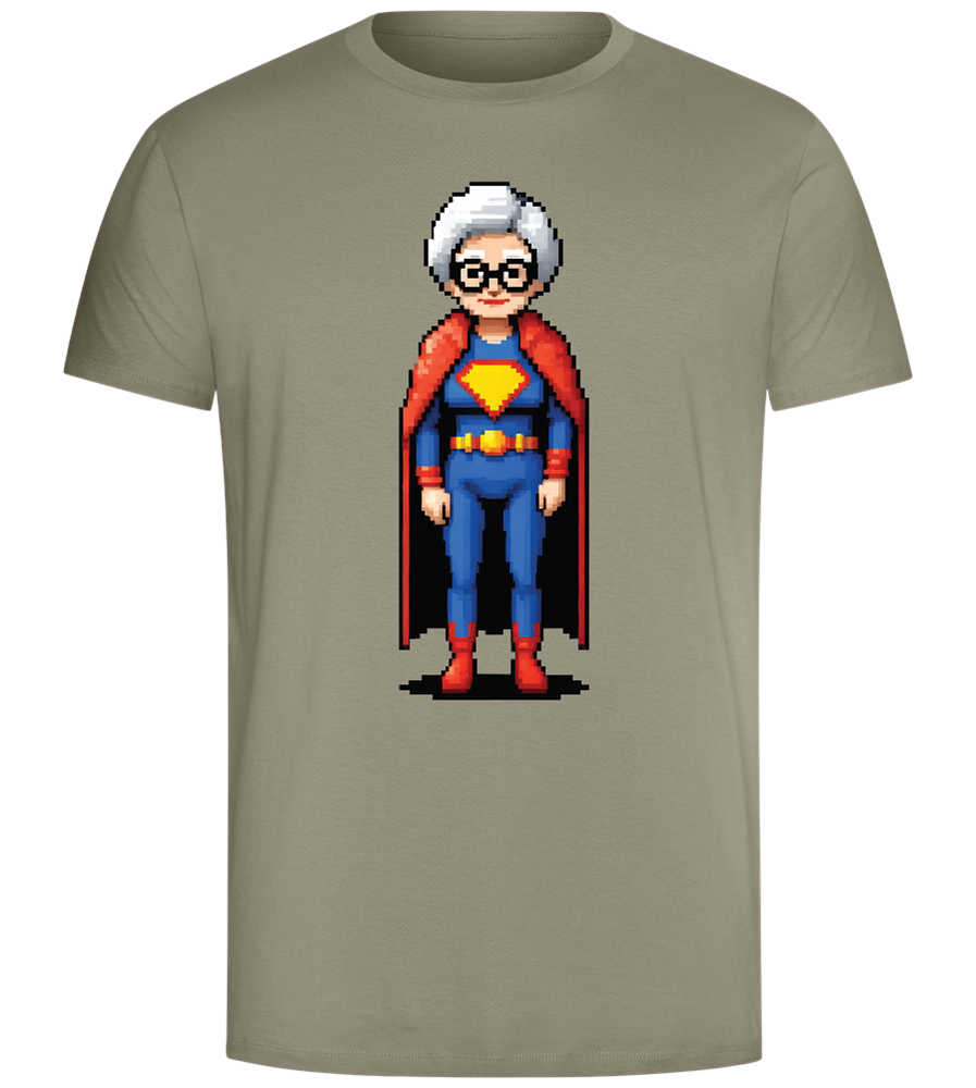 Pixelated Super Grandma Design - Comfort Unisex T-Shirt_KHAKI_front