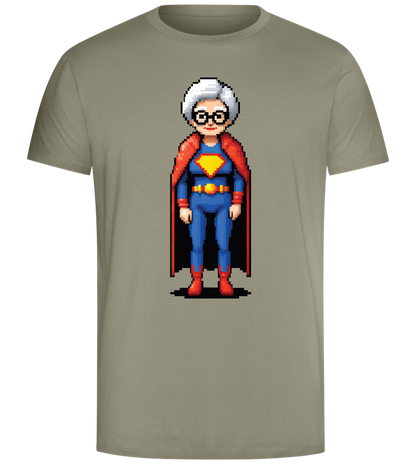 Pixelated Super Grandma Design - Comfort Unisex T-Shirt_KHAKI_front