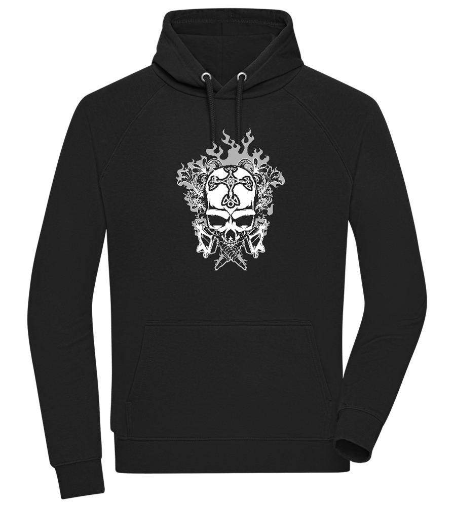 Skull With Flames Design - Comfort unisex hoodie_BLACK_front