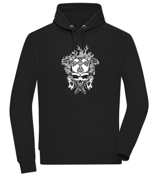 Skull With Flames Design - Comfort unisex hoodie_BLACK_front