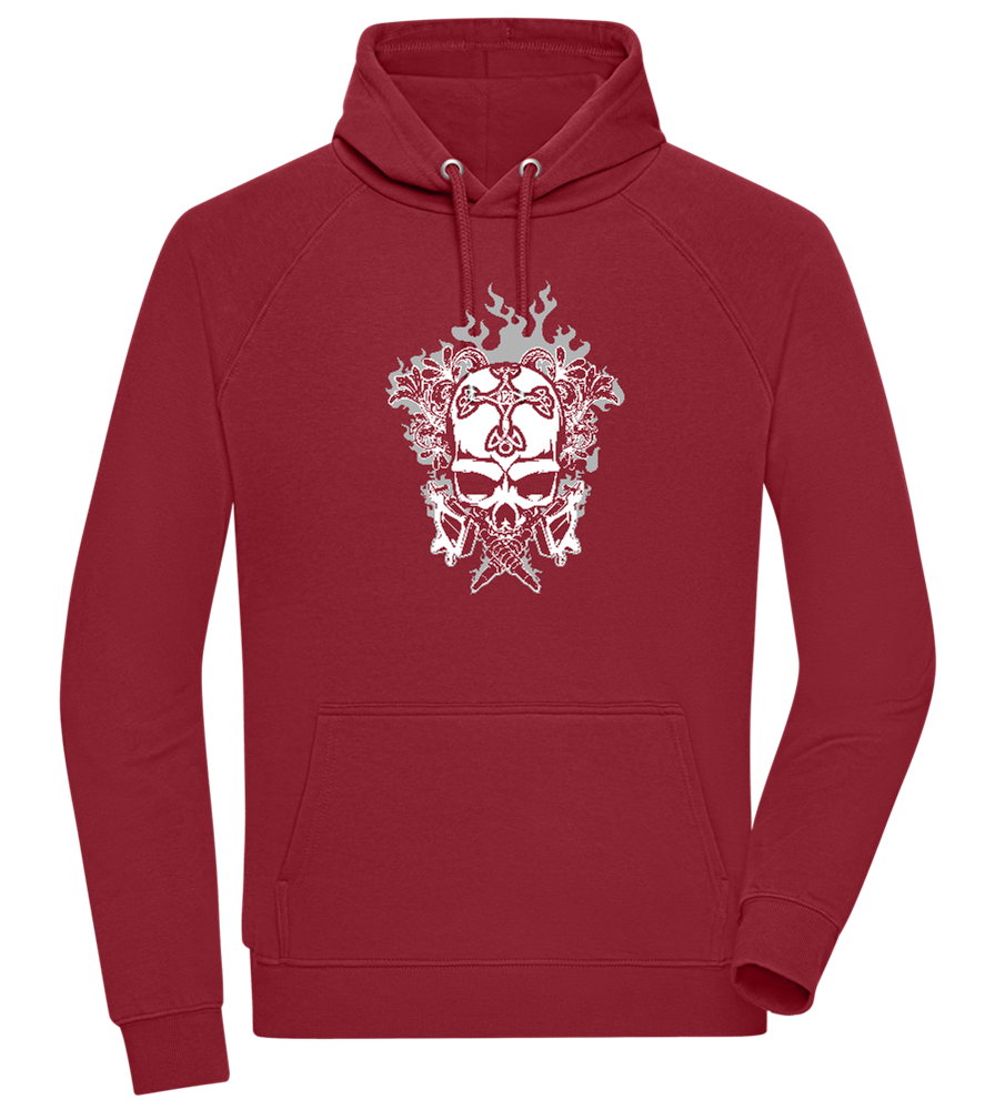 Skull With Flames Design - Comfort unisex hoodie_BORDEAUX_front