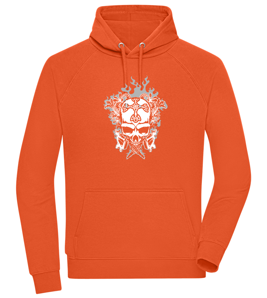 Skull With Flames Design - Comfort unisex hoodie_BURNT ORANGE_front