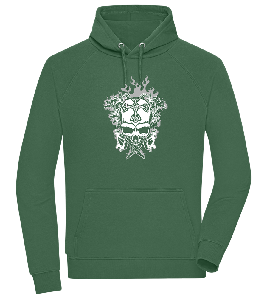 Skull With Flames Design - Comfort unisex hoodie_GREEN BOTTLE_front