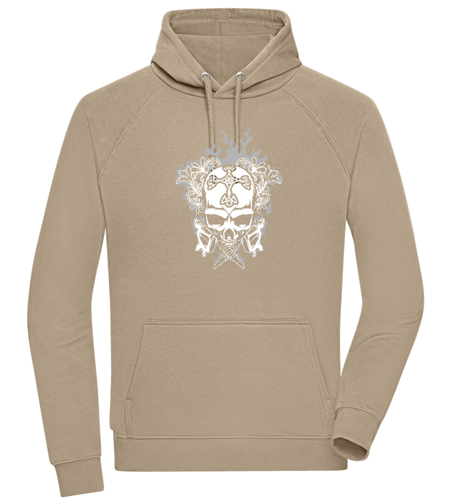 Skull With Flames Design - Comfort unisex hoodie_KHAKI_front