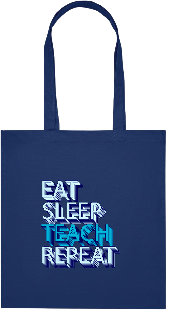 Eat Sleep Teach Repeat Design - Premium colored organic cotton tote bag_BLUE_front