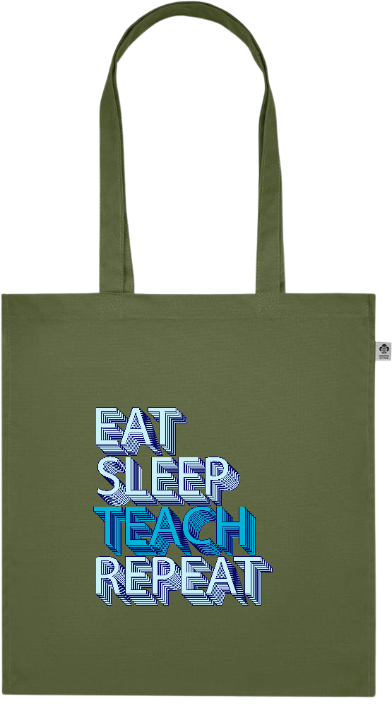 Eat Sleep Teach Repeat Design - Premium colored organic cotton tote bag_GREEN_front