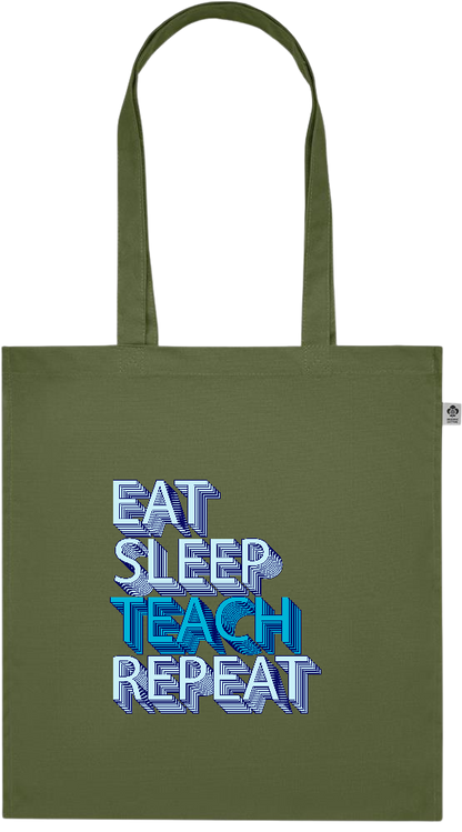 Eat Sleep Teach Repeat Design - Premium colored organic cotton tote bag_GREEN_front