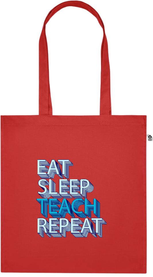 Eat Sleep Teach Repeat Design - Premium colored organic cotton tote bag_RED_front