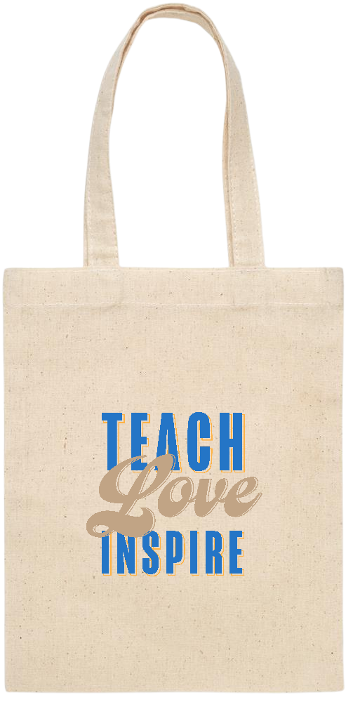 Teach Love Inspire Design - Essential small colored handle gift bag_BEIGE_front