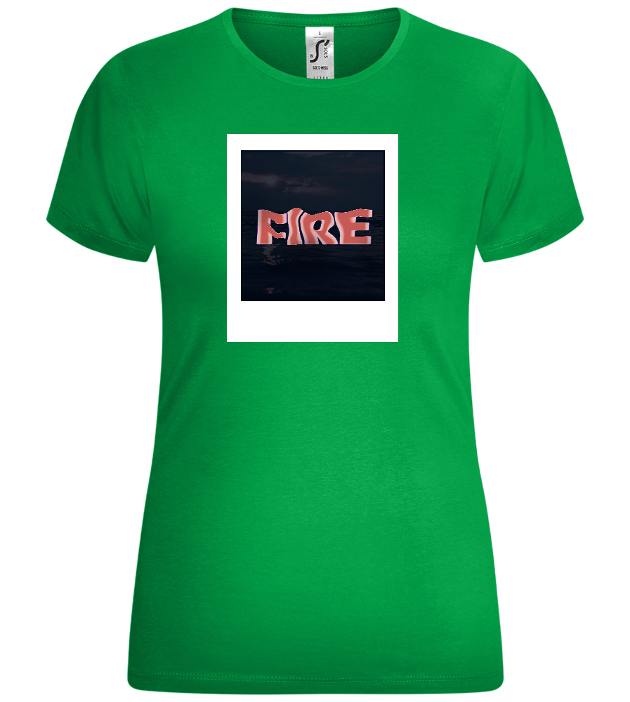 Fire Polaroid Design - Comfort women's t-shirt_MEADOW GREEN_front